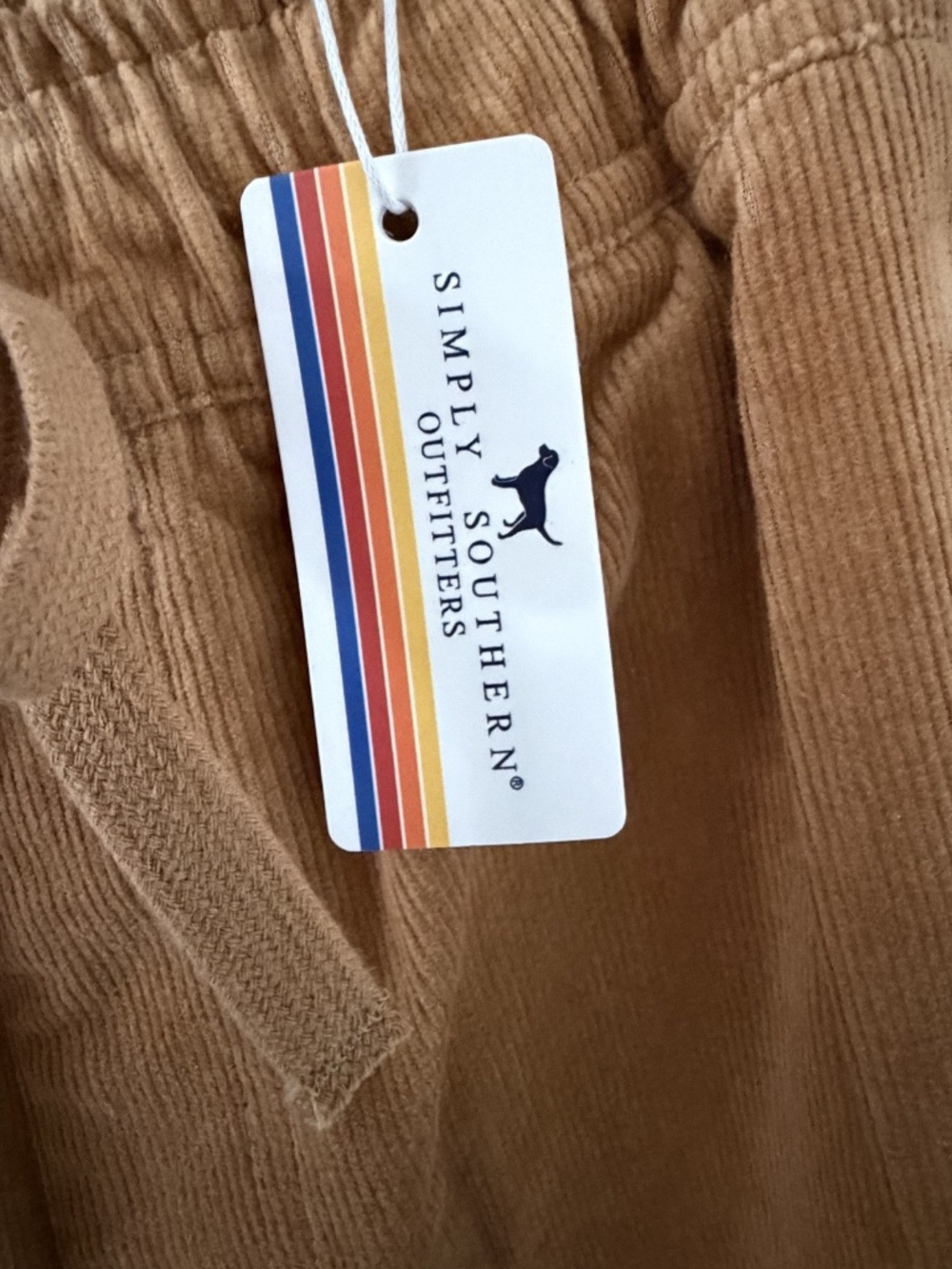 NWT Simply Southern Corduroy Pants Large Tan Camel Slim Straight Leg Pockets - Picture 10 of 13